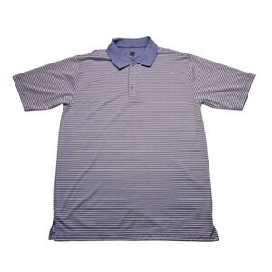 R&R Casual Polo Shirt Men Size M Purple White Striped Good Performance‎ Golf Top